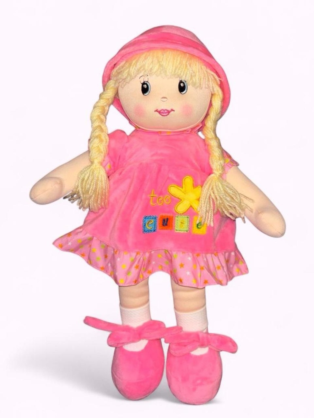 Linzy 17’ Pink Plush Girl Doll with Braided Yarn Hair and Dress